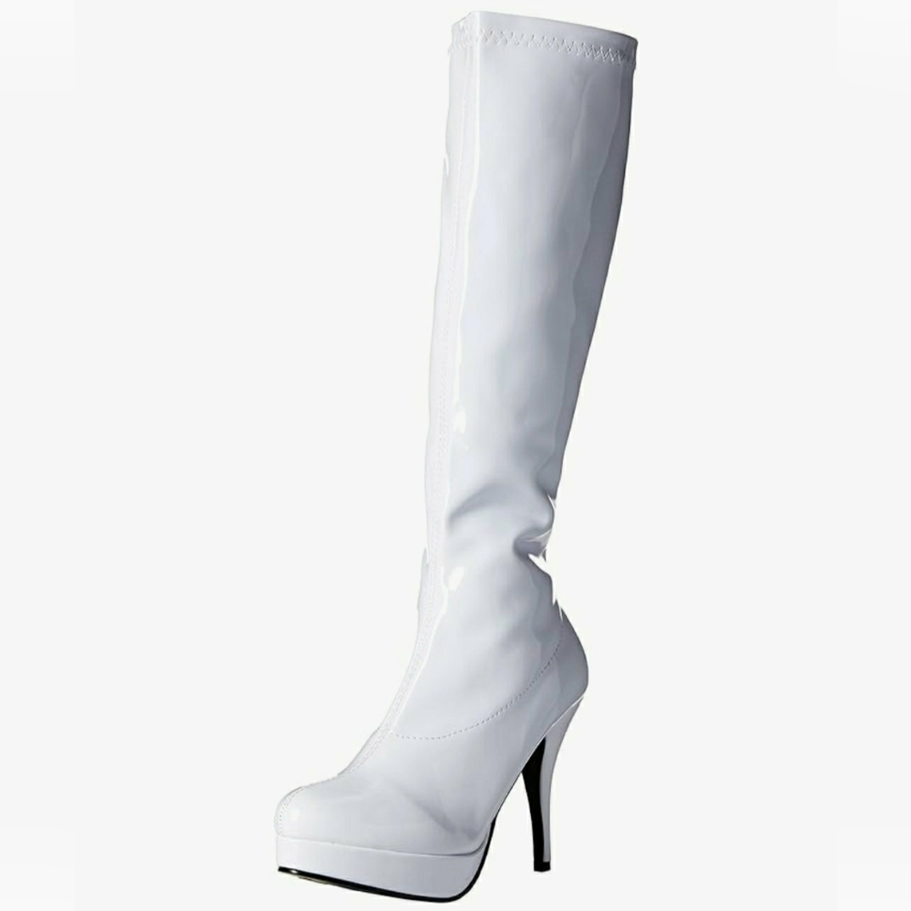 New In Box Women's Size 8 White Ellie 421-Groove Knee-high GoGo Boots